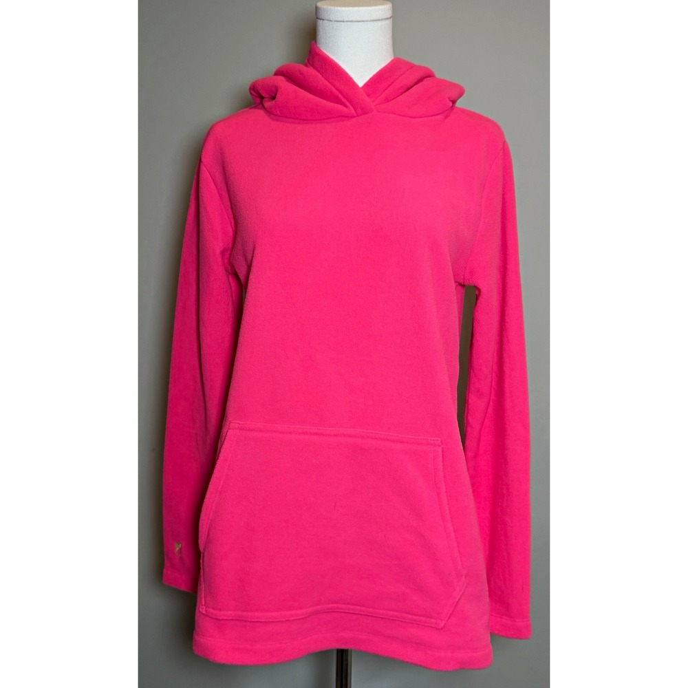 Dudley Stephens Women's Pink Fleece Pullover Highland Hoodie M Logo Pockets EUC